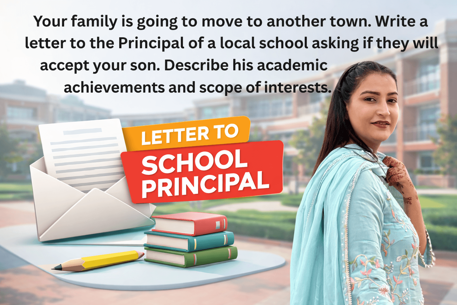 IELTS General Training Letter to School Principal for Child Admission | Band 7 Sample