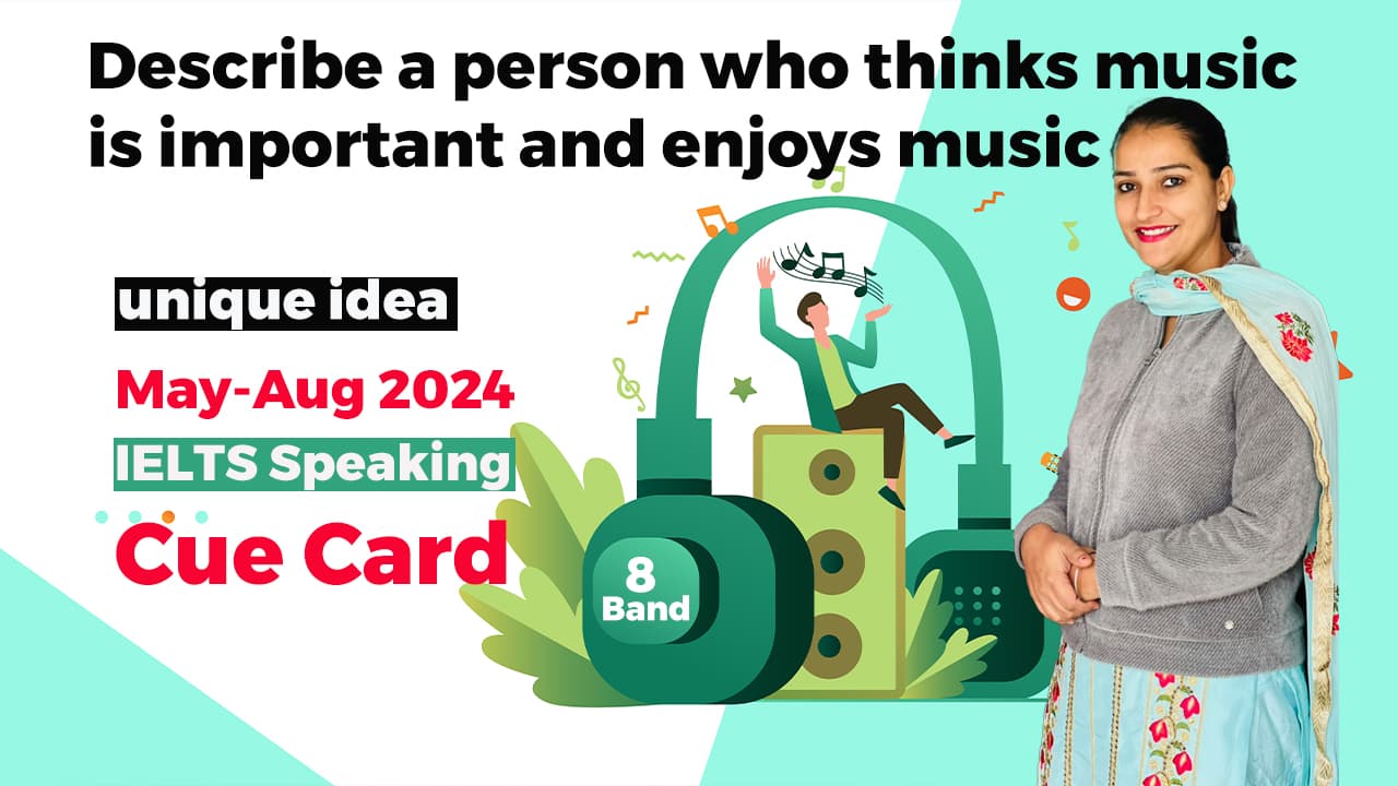 Describe a person who thinks music is important and enjoys music cue card
